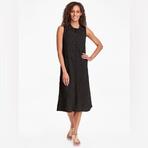 Flax Date Night Dress Noire Puck Black Linen blend Size Large